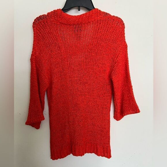 Rain + Rose Women's Cardigan Orange Button Up Loose Knit Sweater size S - Picture 5 of 6